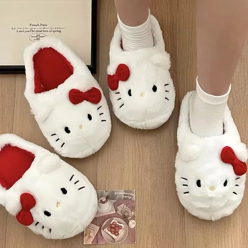 Hello Kitty Kawaii Plush Slippers | Soft and Comfy Sanrio Footwear