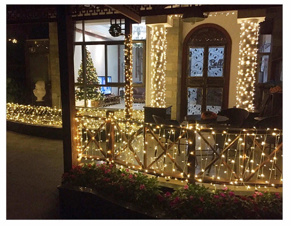 Holiday Decor with Copper Wire LED Tinsel Garland – Battery Powered for Christmas