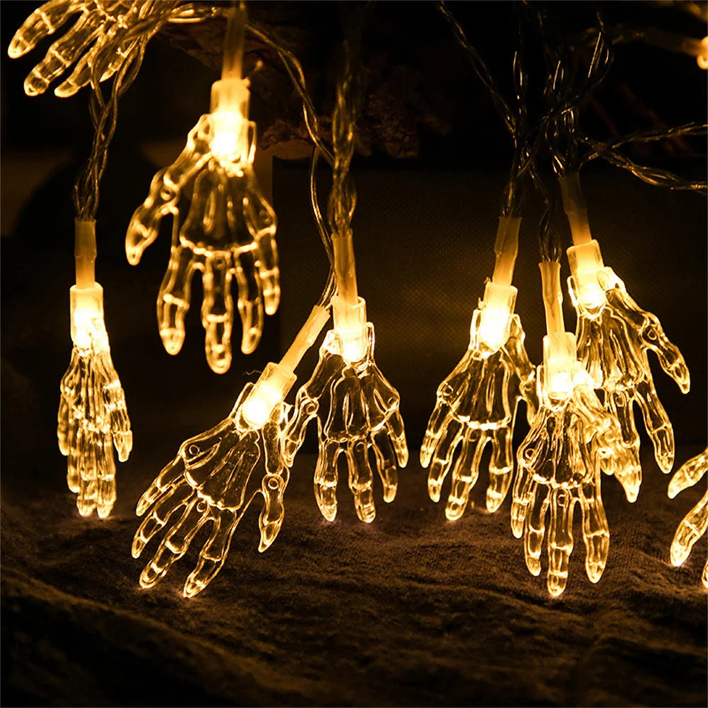 Scary LED Ghost Hand Skeleton String Lights - Halloween Scary Decoration Lights for Indoor & Outdoor Party Home Decor