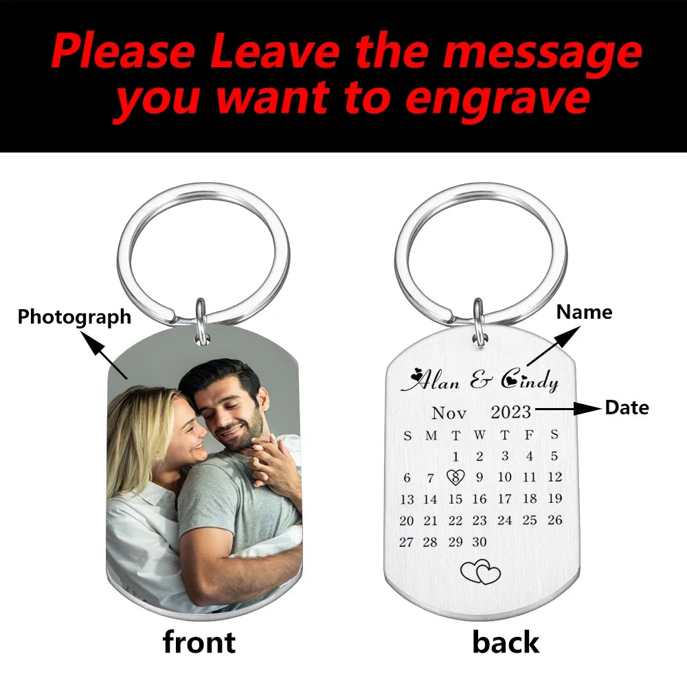 Personalized Calendar Keychain - Custom Photo & Date Key Chain