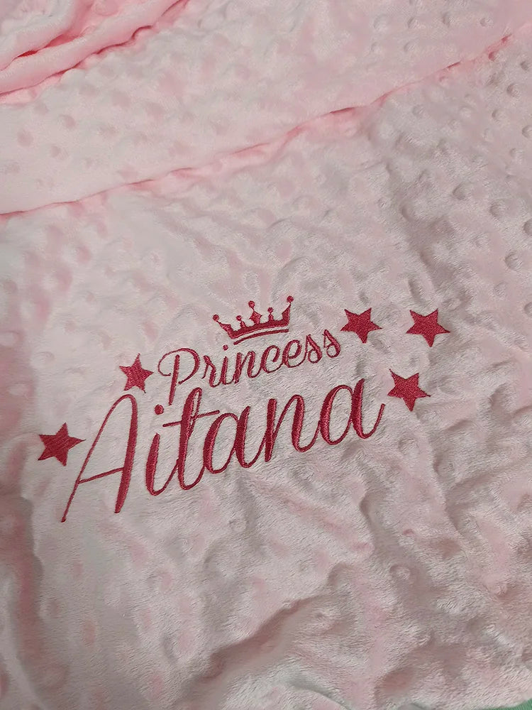 Personalized Name Baby Blanket - Soft Bubbled Fleece for Crib & Stroller