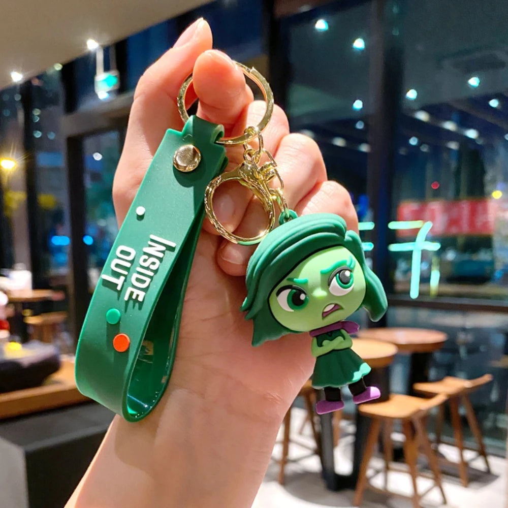 Disney Inside Out Keychains – Cartoon Joy, Sadness, Anger, Disgust & Fear Key Rings