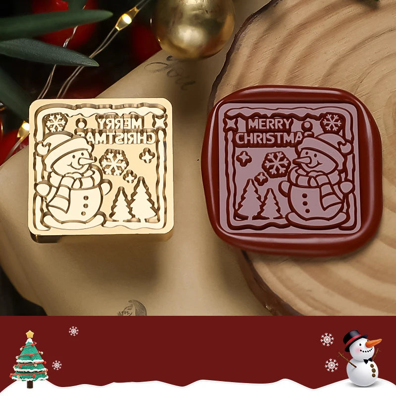 Merry Christmas Wax Seal Stamp - Snowflake & Reindeer Designs for Envelopes