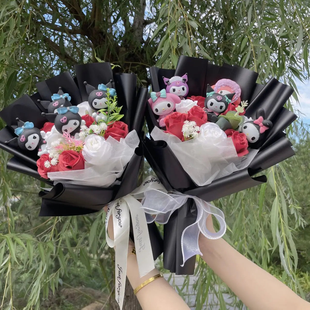 Hello Kitty Bouquet | Cute Cat Dolls with Artificial Flowers for All Occasions