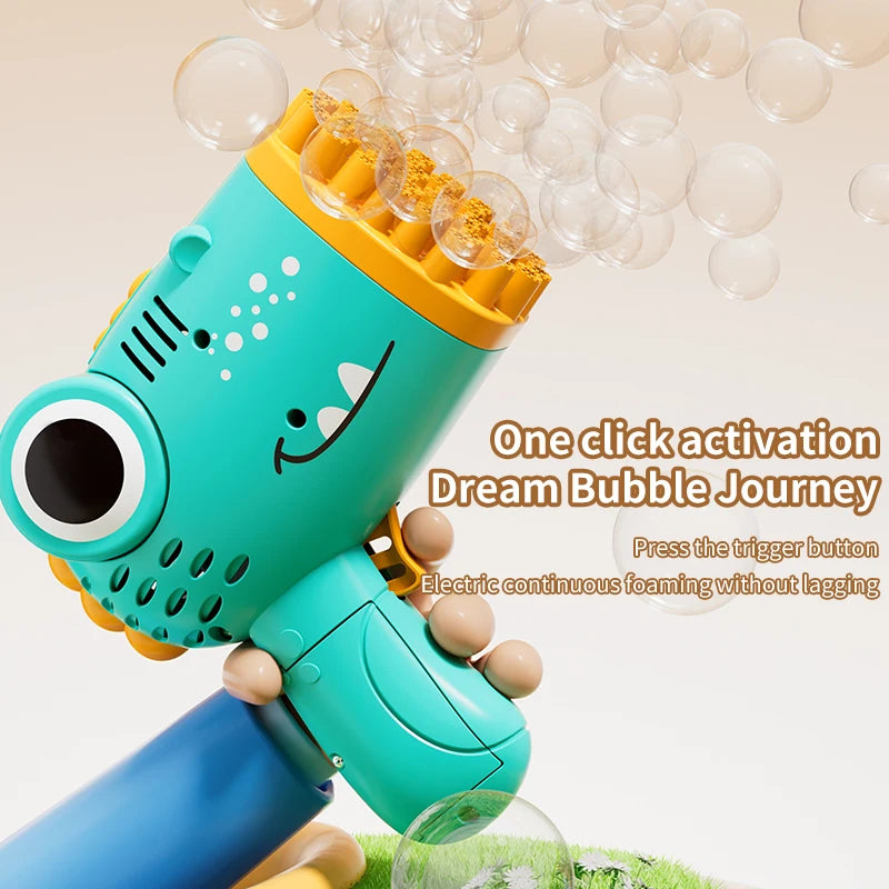 Bubble Gun with 40 Holes - Handheld Dinosaur Design for Kids' Outdoor Adventures