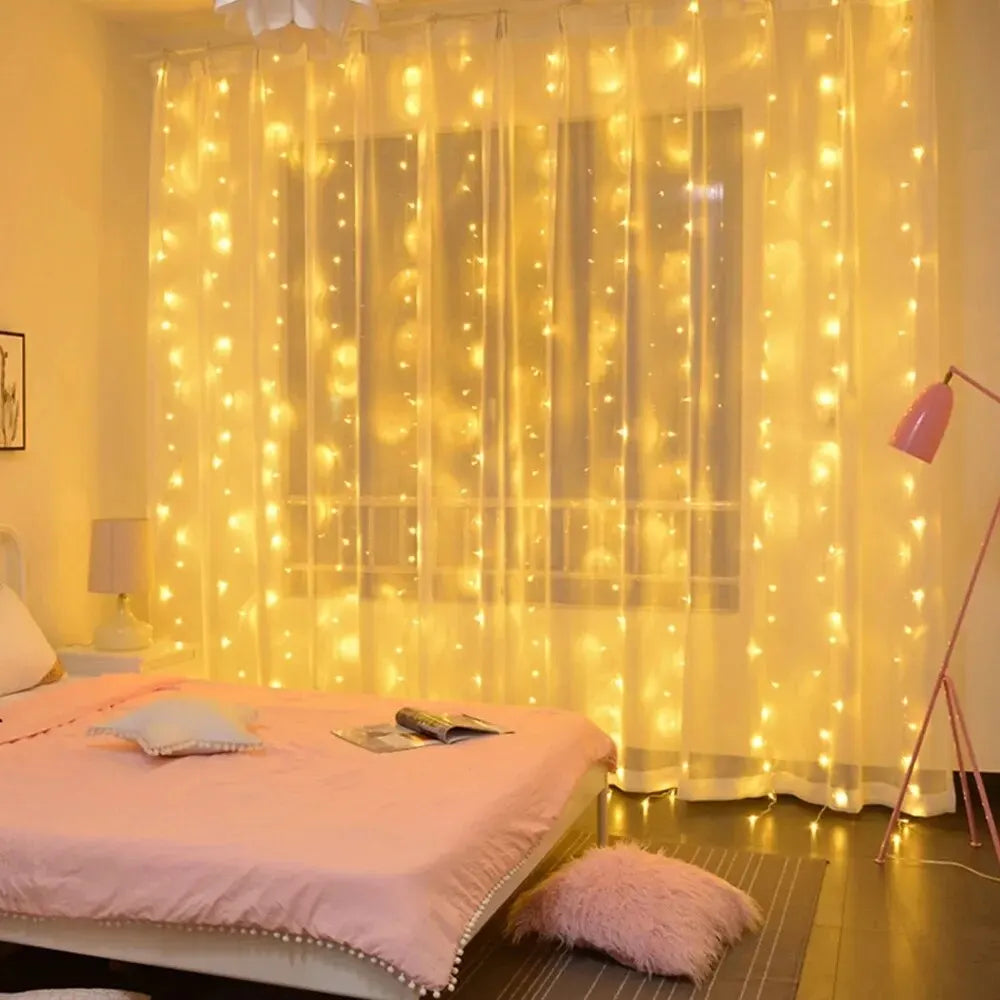 Decorative LED Garland Curtain Lights – Bedroom & Christmas Decoration