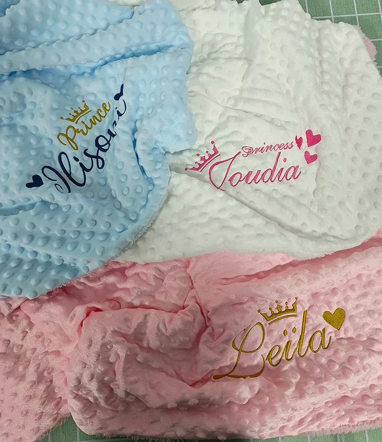 Personalized Name Baby Blanket - Soft Bubbled Fleece for Crib & Stroller