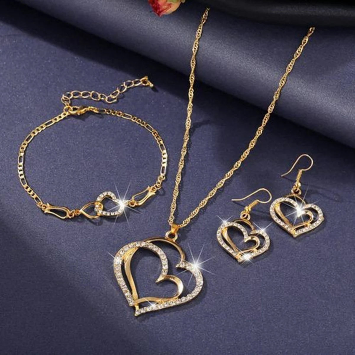 Fashion Jewelry Set for Women - Love Wrapped Necklace, Earrings & Bracelet