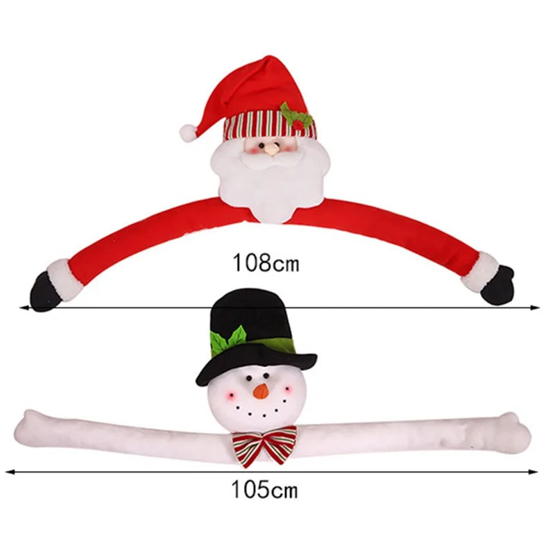 Festive Santa Claus & Snowman Tree Huggers - Christmas Decor