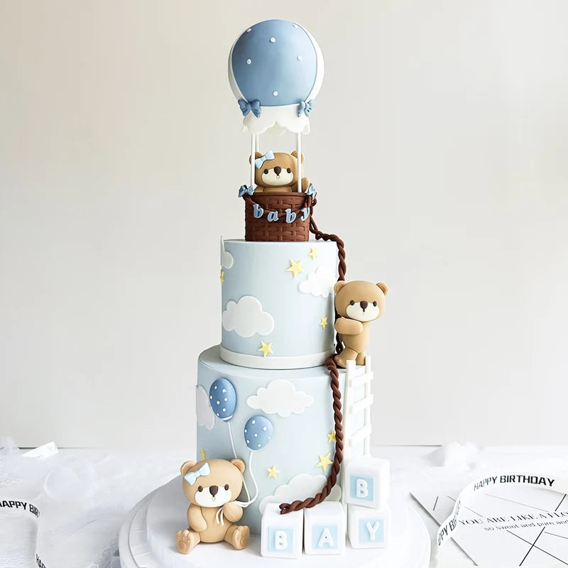 Cute 3D Bear Doll Cake Topper - Ideal for Boy or Girl Birthday Party