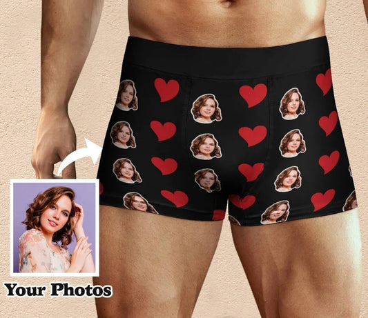 Personalized Men's Boxer Briefs – Custom Face Photo Underwear for Boyfriend