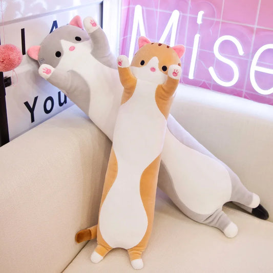 Cute Cat Pillow - Soft Plush Long Cat Stuffed Animal for Kids