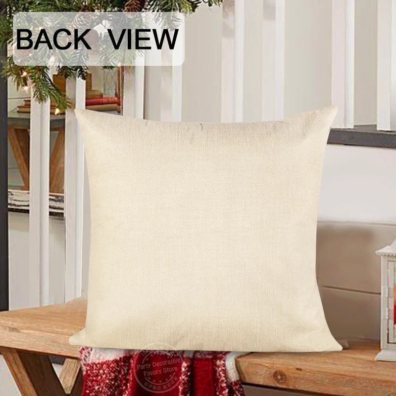 Decorative Linen Christmas Pillow Cover - Deer Tree Design