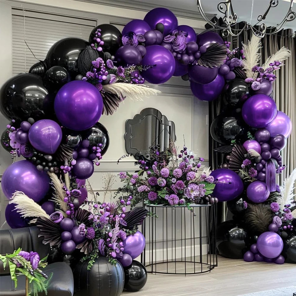 Haunted Halloween Balloon Arch Kit - Black & Purple Party Decor