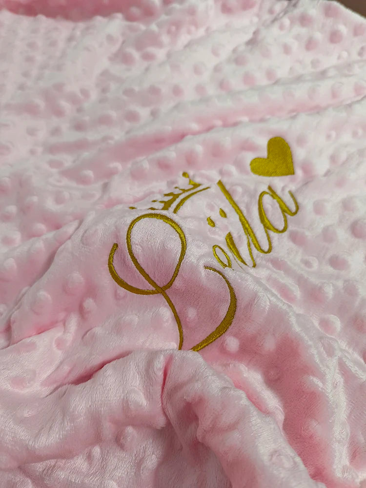 Personalized Name Baby Blanket - Soft Bubbled Fleece for Crib & Stroller