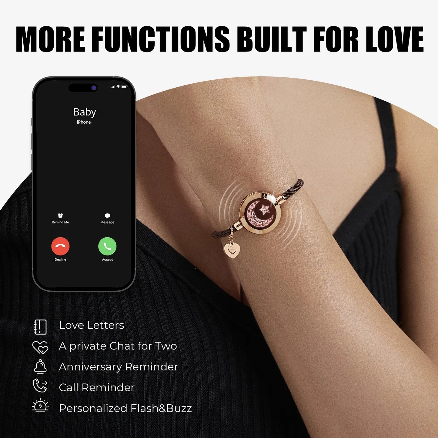 Long Distance Touch Bracelets | Light up & Vibration Smart Jewelry for Couples