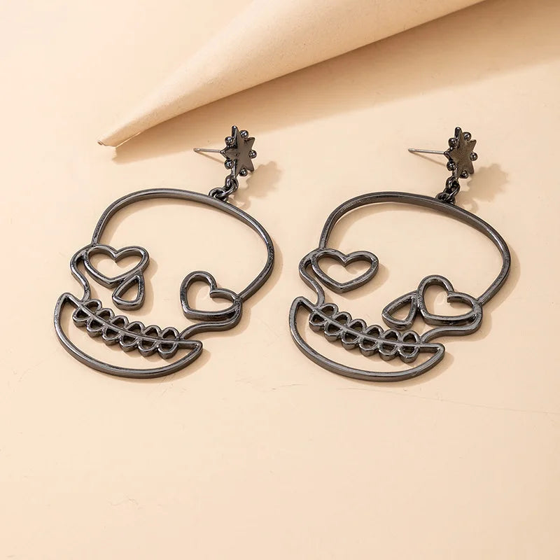 Skull Face Earrings - Gothic Halloween Jewelry for Women