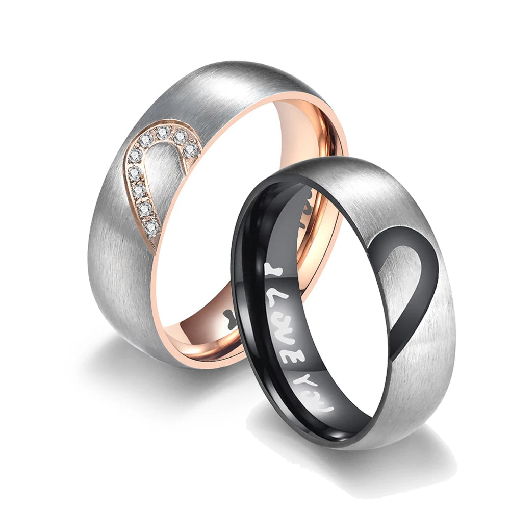 Matching Rose Gold and Black Promise Rings | Ideal Gift for Couples