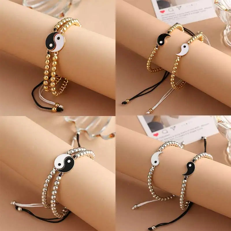 Couple Bracelets Rings Alloy Pendant Adjustable Braid Chain Necklace