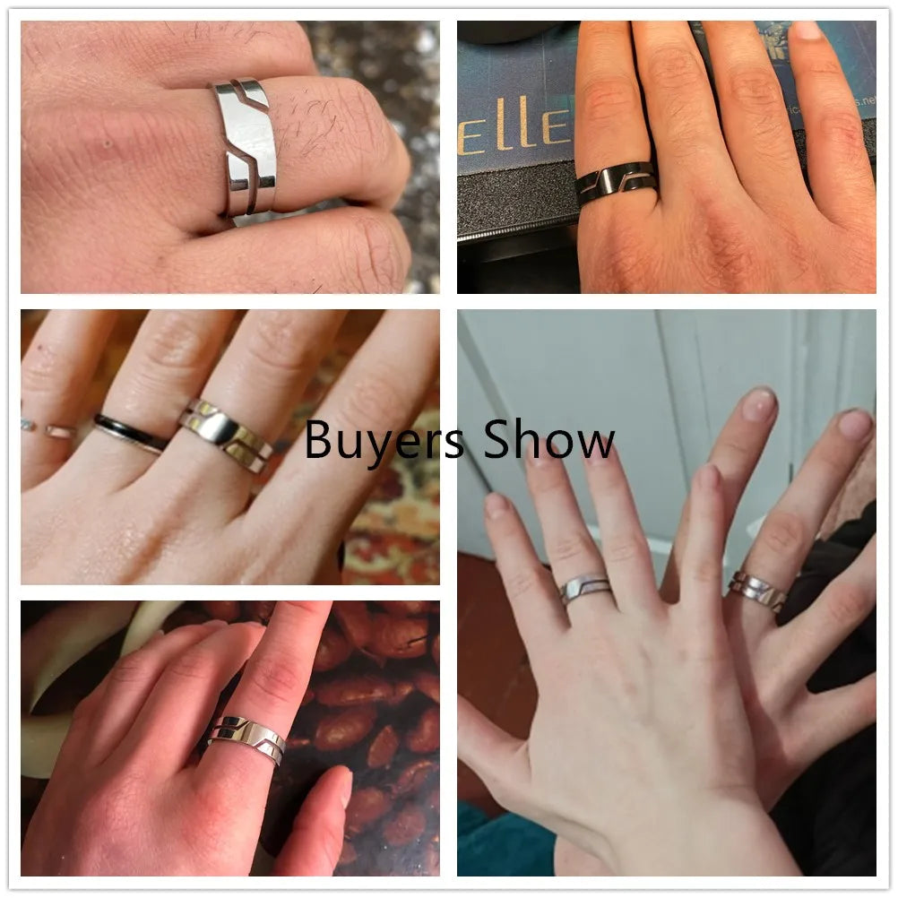 Trendy Stainless Steel Couple Rings - Unique Gift for Casual and Formal Occasions