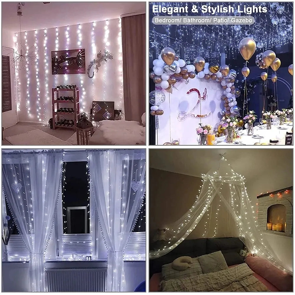 Decorative LED Garland Curtain Lights – Bedroom & Christmas Decoration