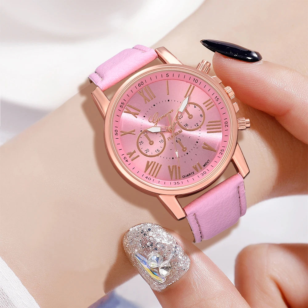 Gift-Ready Women’s Watch Set | Stylish Roman Dial and Jewelry Collection