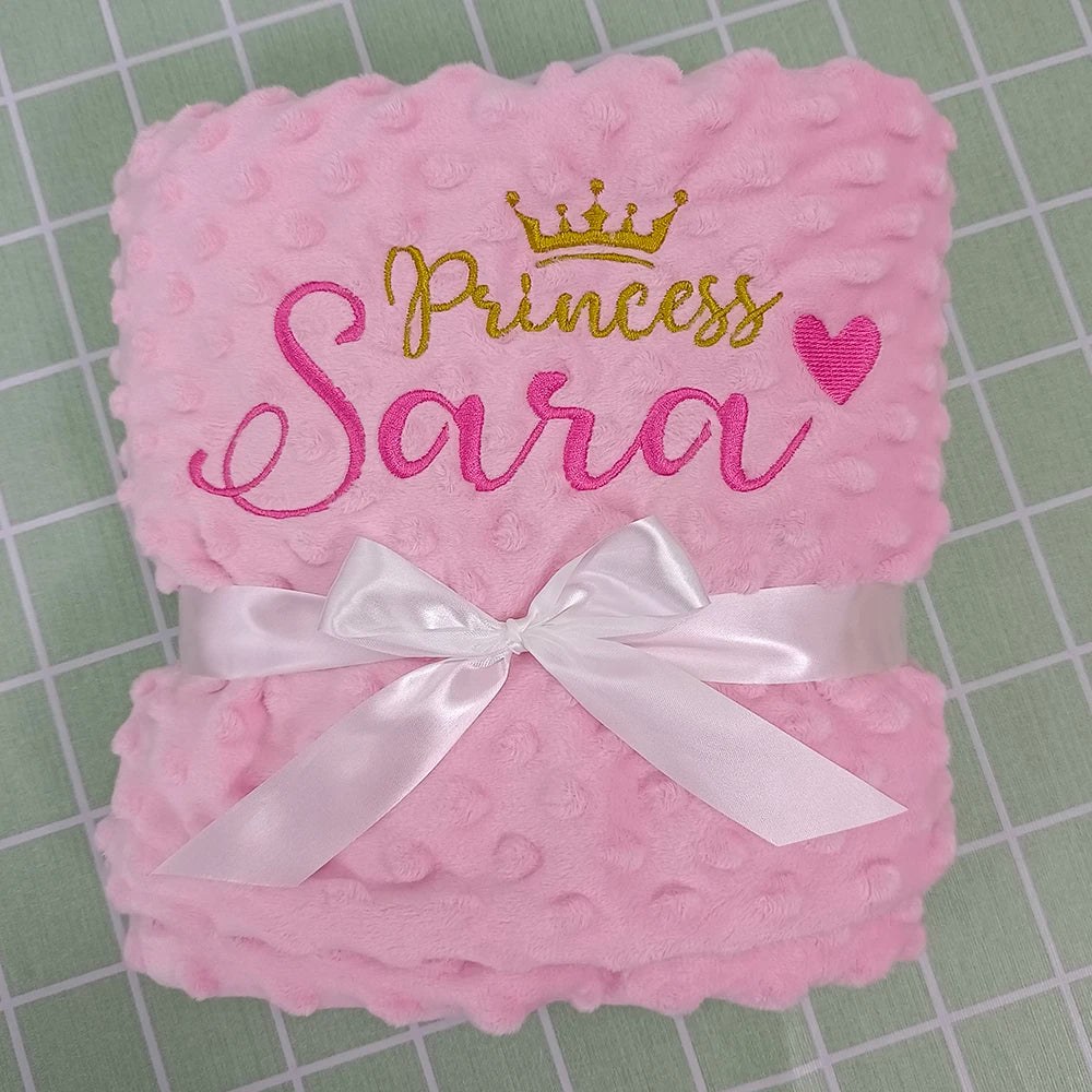 Personalized Name Baby Blanket - Soft Bubbled Fleece for Crib & Stroller