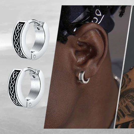 Celtic Knot Stainless Steel Huggie Earrings | Trendy Jewelry for Men