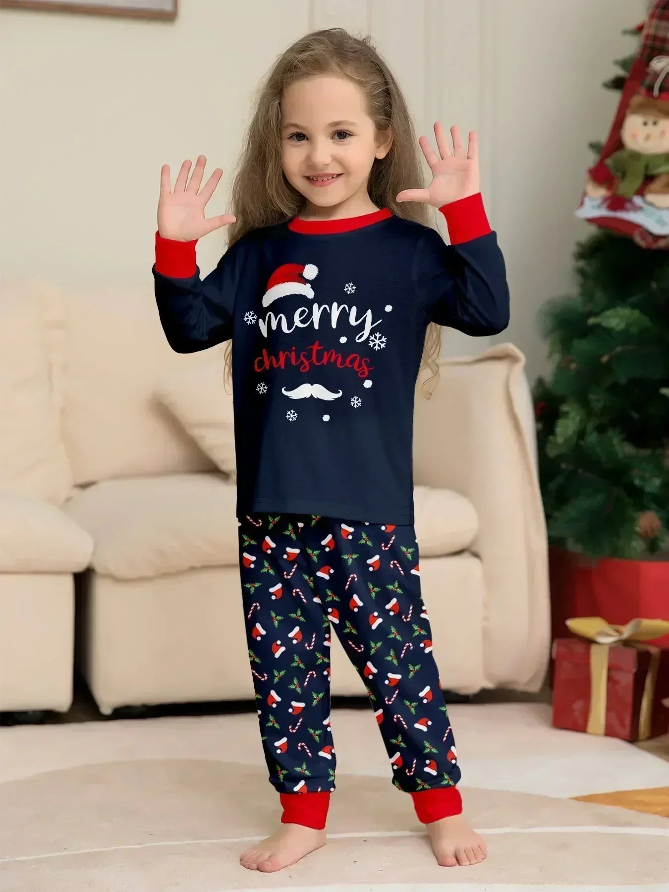 Merry Christmas Print Family Pajama Set - Matching Outfits for the Whole Family