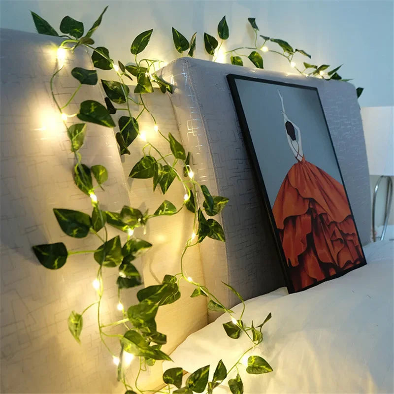 Flower & Leaf Garland Lights – Battery Powered Fairy Lights for Festive Decor