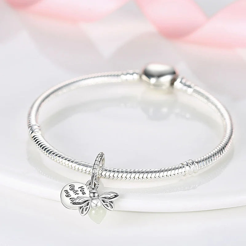 Night Glow Charm Beads - 925 Silver Firefly Pendant for Pandora Bracelets