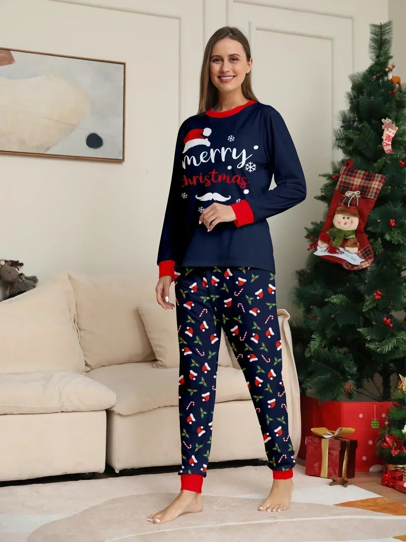 Merry Christmas Print Family Pajama Set - Matching Outfits for the Whole Family