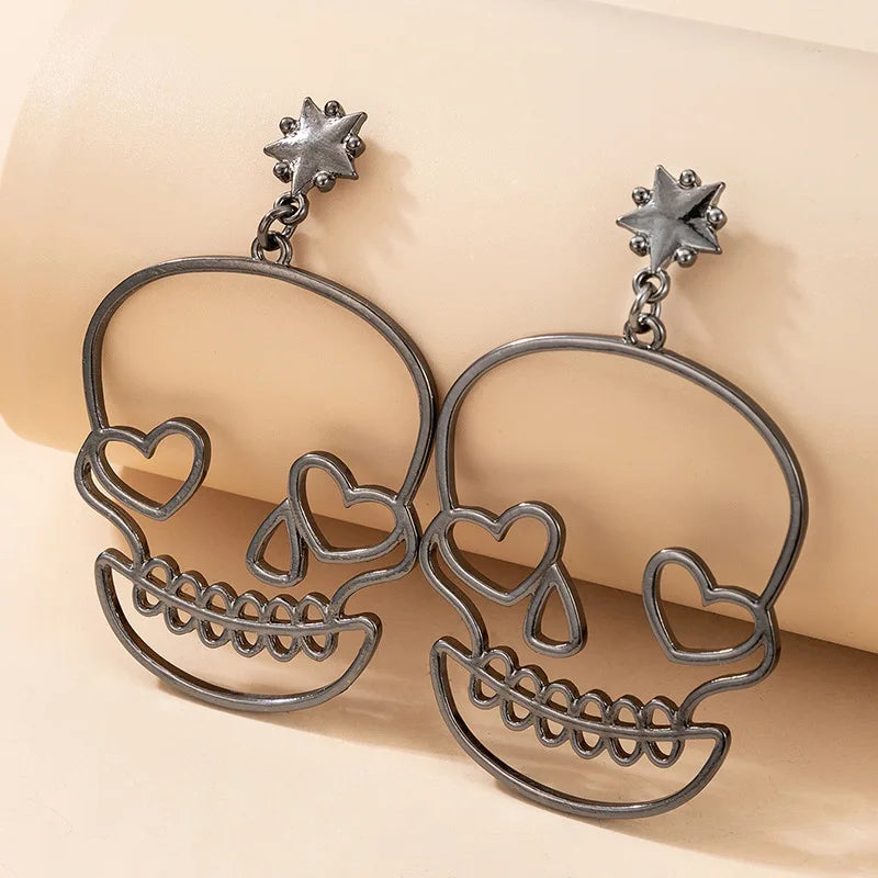 Skull Face Earrings - Gothic Halloween Jewelry for Women