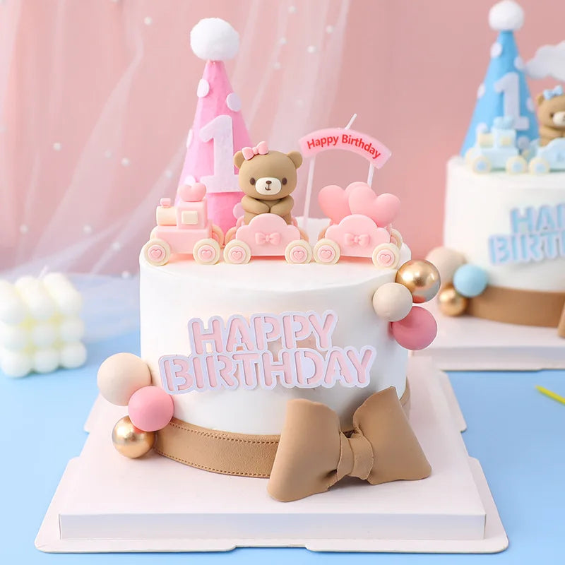 Cute 3D Bear Doll Cake Topper - Ideal for Boy or Girl Birthday Party