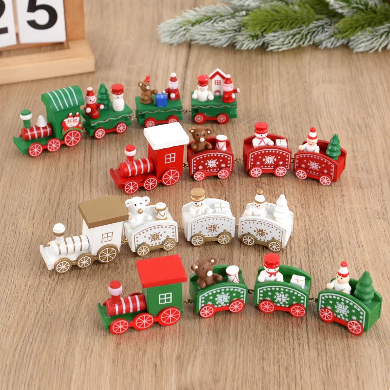 Merry Christmas Wooden Train Decoration - 2024 Holiday Decor