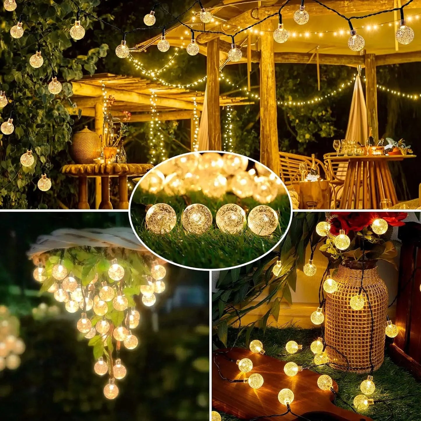 Fairy Garland Lights – Solar Crystal Ball Decor for Camping Adventures