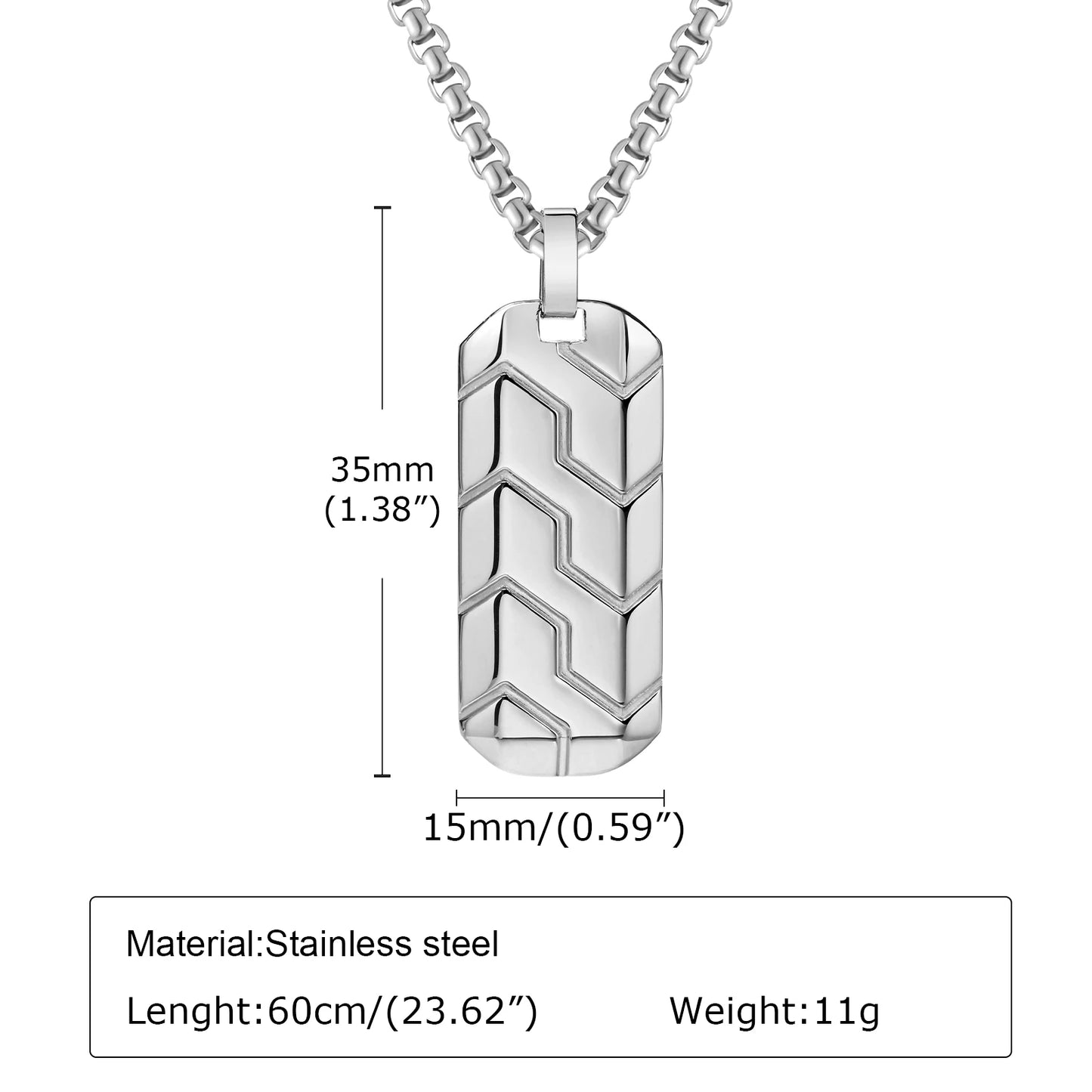 Cool Punk Tire Pattern Bar Pendant Necklace for Men and Boys