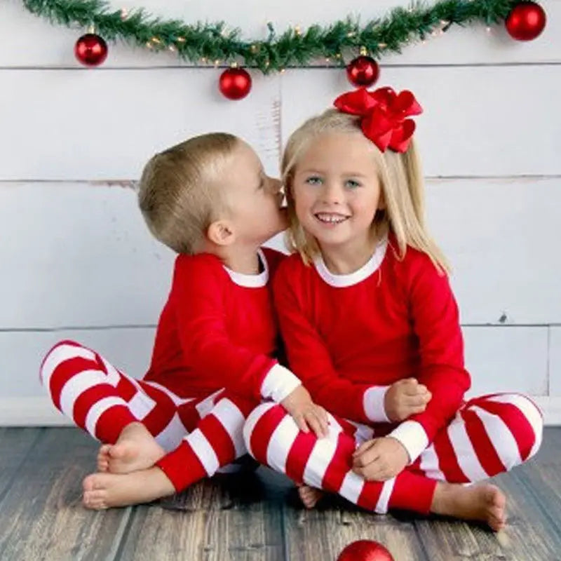 Christmas Pajamas Set - Striped Family Matching Sleepwear