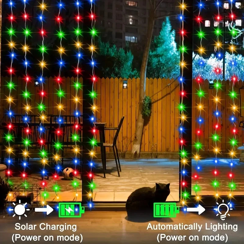 Waterproof Solar Fairy Lights - Transform Your Outdoor Decor with Curtain String Lights