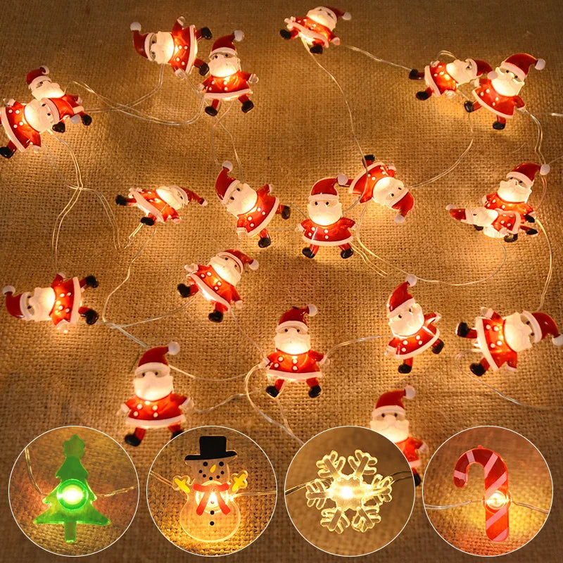 Santa Claus Snowflake LED Lights - Christmas Tree Ornaments for 2024