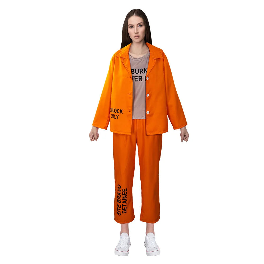 Unisex Jail Costumes - Couple Prisoner Cosplay Jumpsuits for Halloween and Parties