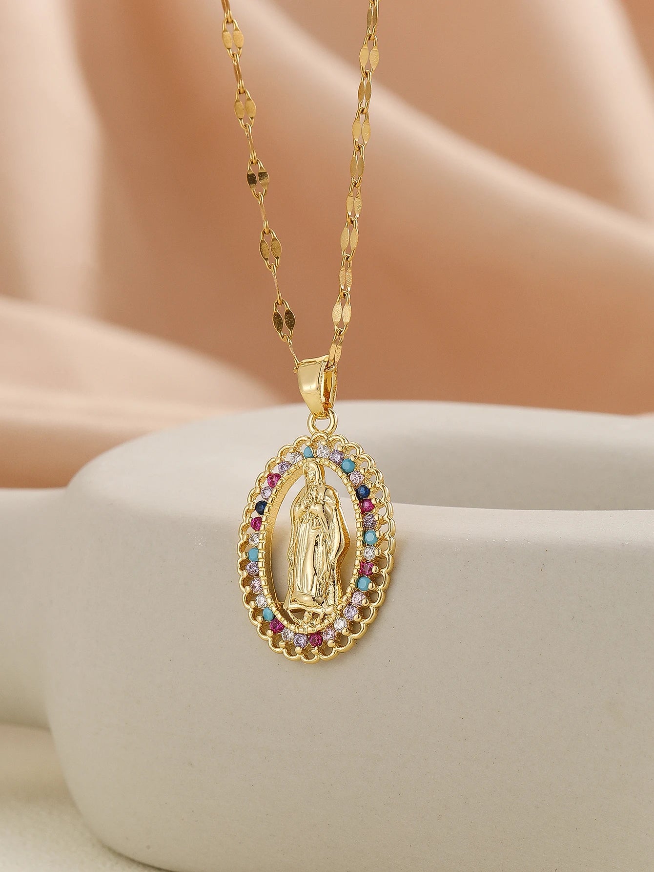 Personalized Zircon Santa Maria Series Necklace - Unique Religious Jewelry