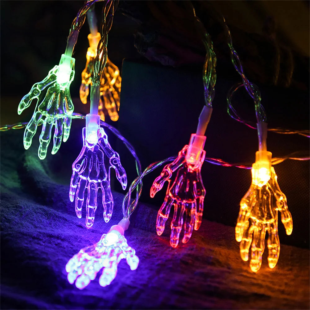 Scary LED Ghost Hand Skeleton String Lights - Halloween Scary Decoration Lights for Indoor & Outdoor Party Home Decor