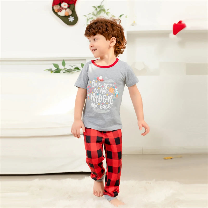 Short Sleeve Plaid Christmas Family Matching Outfits - Pajama Sets for Mother, Daughter, Father, and Son