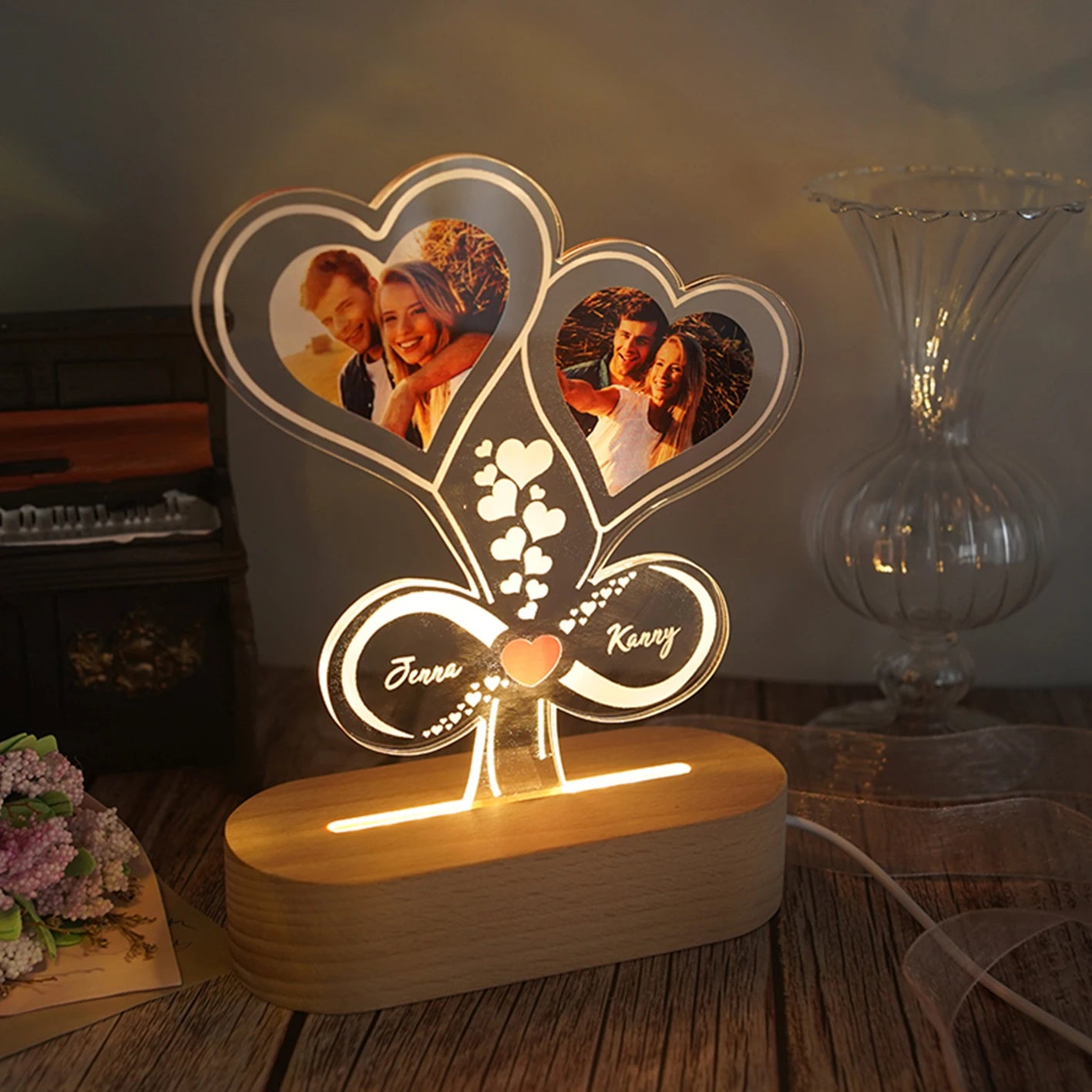 Custom Photo Night Light Engraved 3D Lamp | Personalized Gift for Her