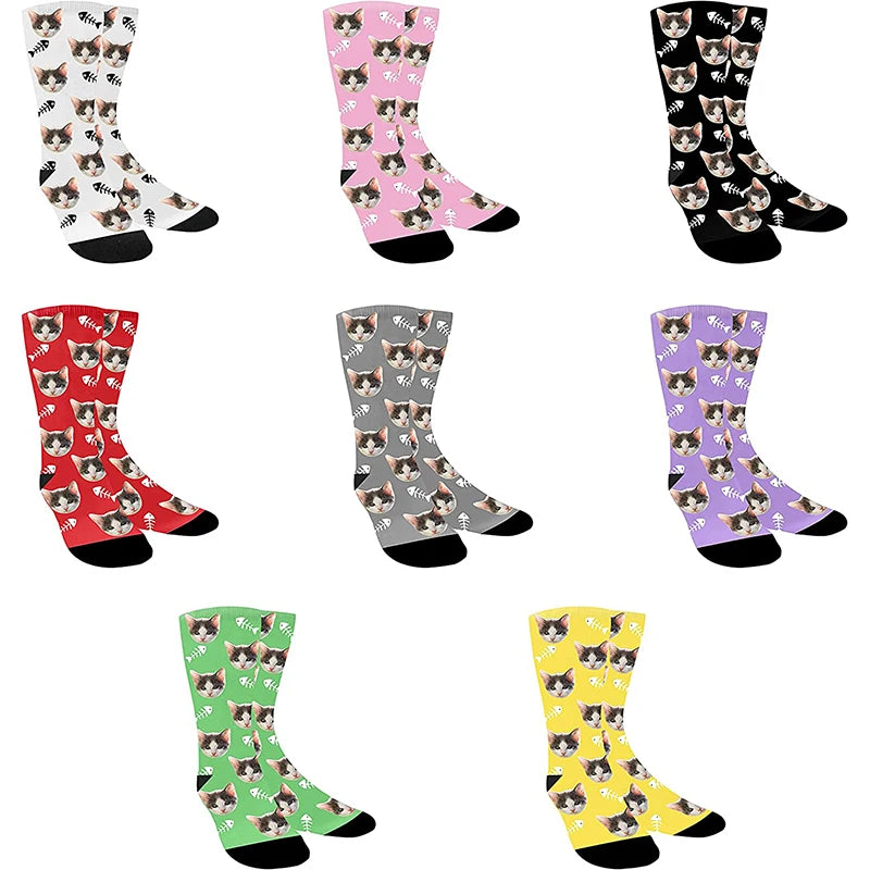 Personalized Pet Face Socks - Perfect Gift for Cat Lovers