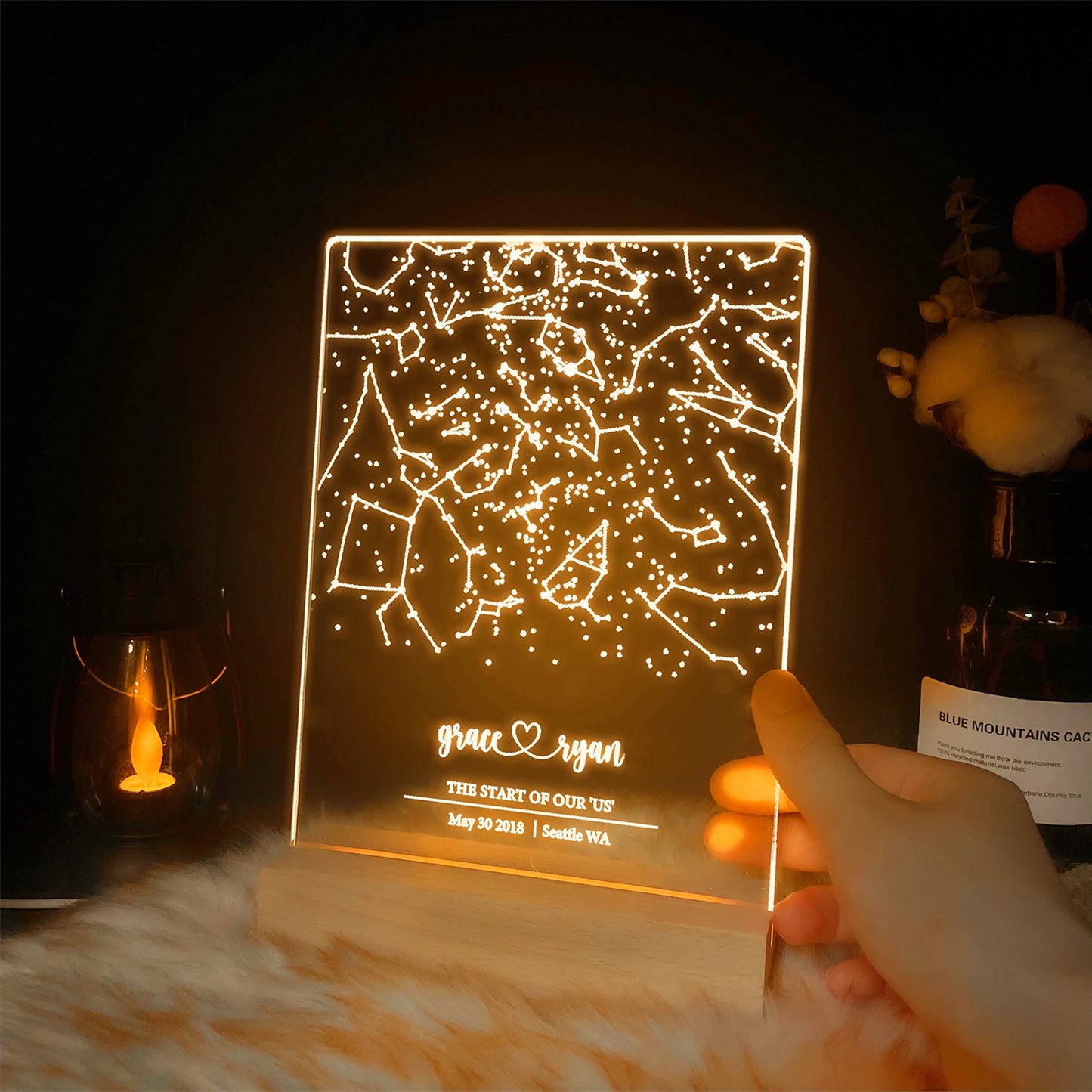 Personalized Constellation Chart Lamp | Custom Night Light for Couples