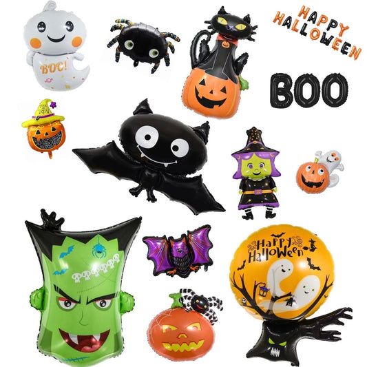 Large Halloween Party Balloons - Ghost Festival Decorations | Bat, Witch, Pumpkin Horror Vibe Dress Up for Event Fun