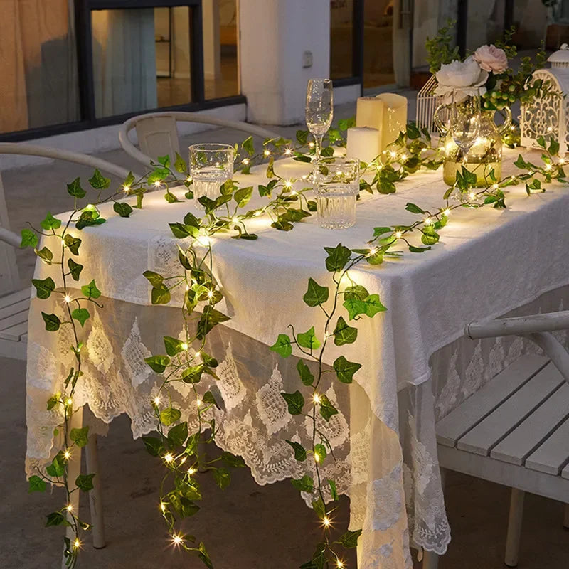 Flower & Leaf Garland Lights – Battery Powered Fairy Lights for Festive Decor