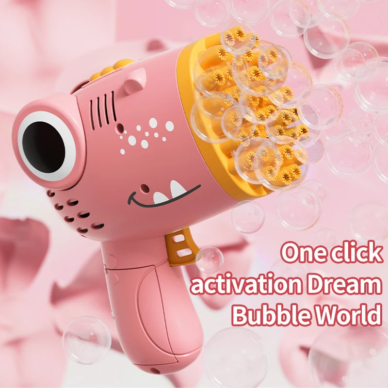 Bubble Gun with 40 Holes - Handheld Dinosaur Design for Kids' Outdoor Adventures